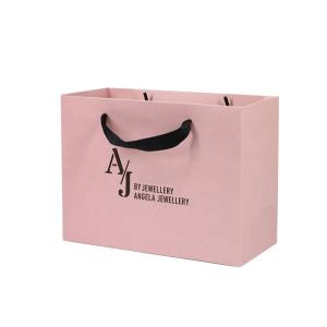 Quality Glossy Lamination Shoes Clothing Paper Bags 250gam Coated Pink Kraft Bags wholesale