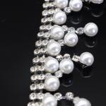 Silver Pearl And Rhinestone Necklace Copper Material Inlaid Shiny Diamonds OEM