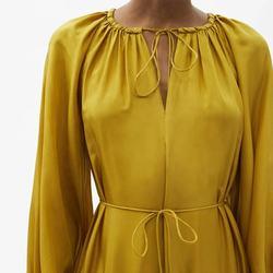 Custom Ladies Dress Tie Waist Long Sleeve Casual Dress