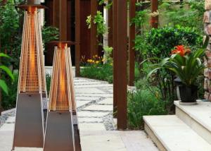 Quality 2270mm H Silver Stainless Steel Real Flame Outdoor Gas Tower Heater wholesale