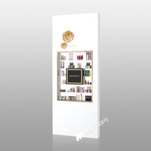 Quality BJiS-B5 Golden Mirror Material Skincare Display Cabinet with LED Strip Lights for High-End Makeup wholesale