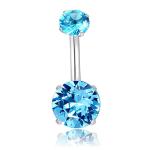 Double Blue Zircon Stones 14G Titanium Piercing Jewelry Opal Navel Ring
