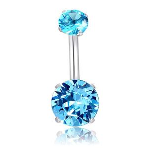 Quality Double Blue Zircon Stones 14G Titanium Piercing Jewelry Opal Navel Ring wholesale
