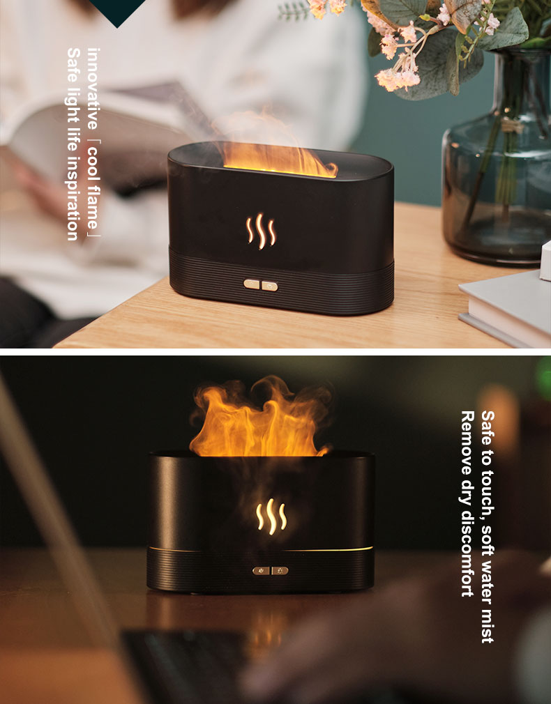 Homefish 2022 Newest Fire Diffuser Ultrasonic 180ml Oil Diffus Essenti Oil Aroma Diffuser Humidifier Flam