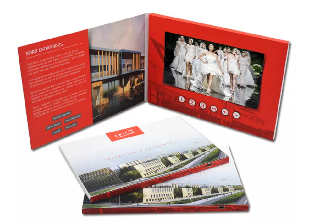 oftcover 7" Hd Hard cover Lcd Screen Video Brochure Advertising Video Cards