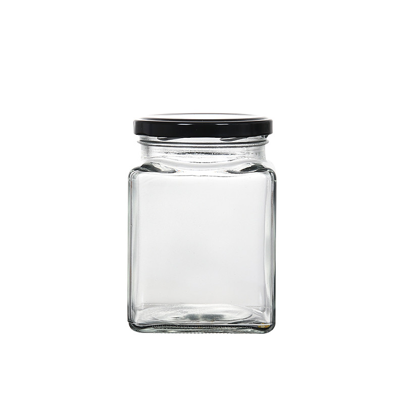 380ml 250ml Transparent Glass Jars HD Crystal Square Glass Honey Jar