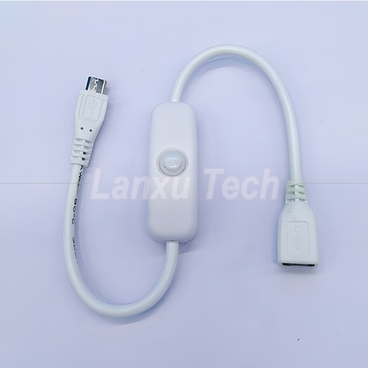 USB Micro B Male to Female Extension on off Push Button 501 Switch Cable