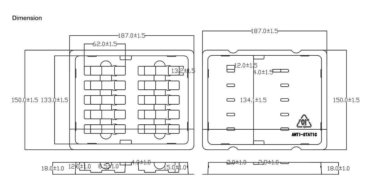 Anti-Static Plastic Packaging Tray for 10-count SFP SFP+ Transceiver