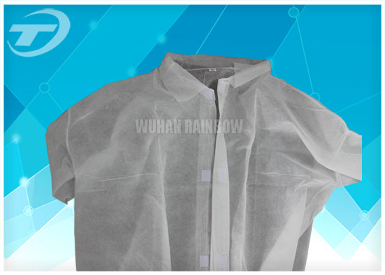 Non - Woven Disposable Lab Coats With Velcro Fastening Soft And Breathable