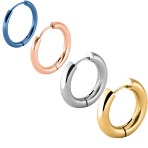 Quality Third Party Appraisal Punk Round Stainless Steel Thick Wire Hoop Earrings Anti-Allergic Ear Plugs for European and American wholesale