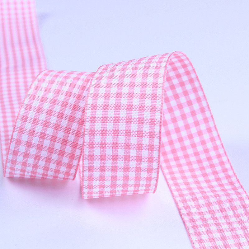 2.5cm Polyester Plaid Ribbon for Gift Packing and Chocolate Box Ribbon Bow Decoration