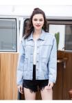 Spring Summer Sequin Nail Bead Loose Denim Jacket For Women