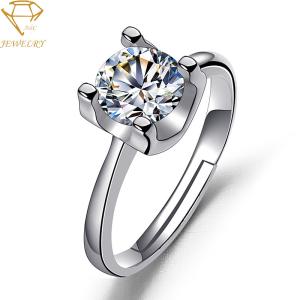 Quality Adjustable Women Silver Diamond Wedding Ring Anti Allergic wholesale
