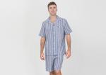 Anti Pilling Mens Luxury Sleepwear Woven Cotton Linen Yarn Dyed Pajamas Shorts
