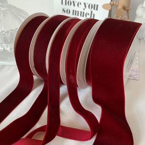 Quality 38mm Double Faced Velvet Ribbon 3.8cm Dark Red Velvet Ribbon wholesale