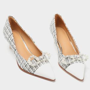 Quality Womens Soft Leather Dress Shoes , Daily Casual Stitching 5cm High Heel Pump Shoes wholesale