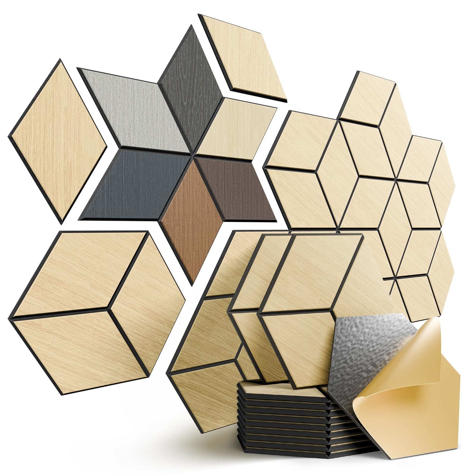 Direct Stick PET Hexagon Wall Panel For Indoor Wall Soundproofing
