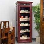 Glass Door Red Wooden Frame Cabinet Cigar Cooler Humidor With Lock