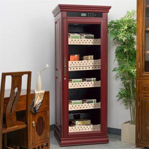 Quality Lockable Glass Door Red Wooden Frame Digital Control Electric Cigar Cooler wholesale