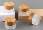 Luxury Cream Frosted Glass Cosmetic Jar 15g With Wooden Lids 42cm Wide