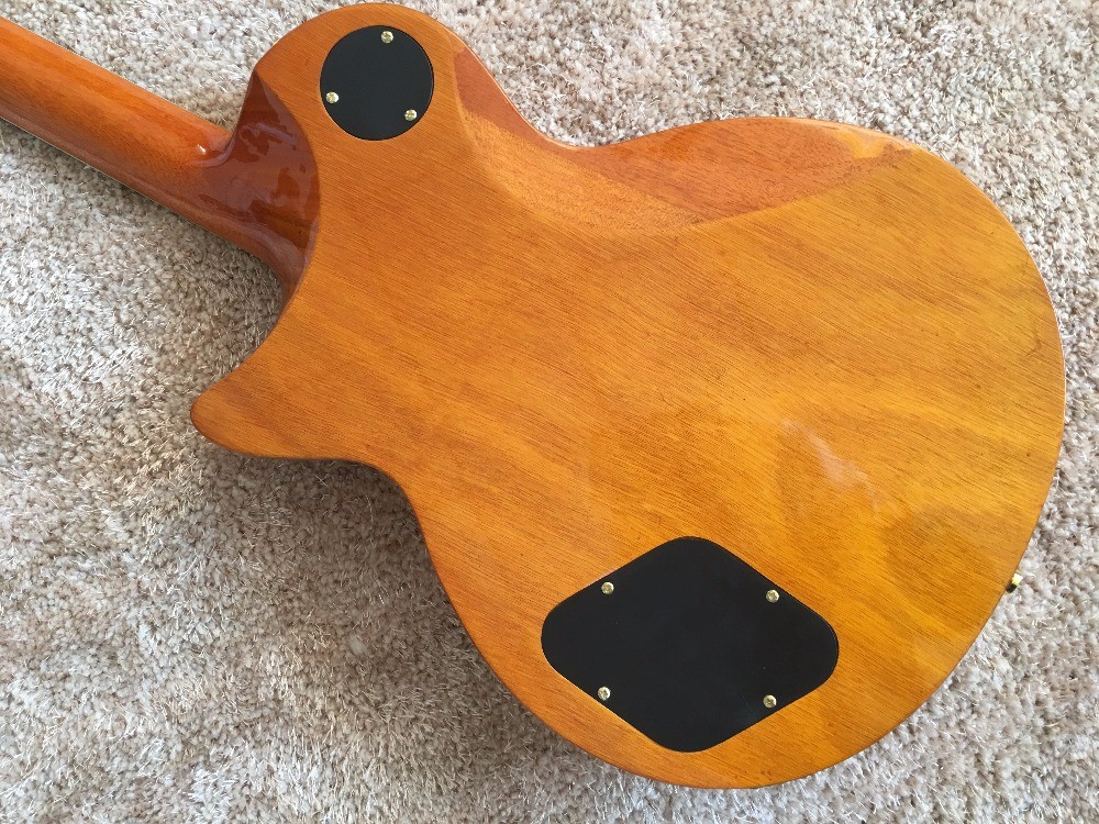 LP custom guitar tobacco sunburst quilted maple body Back contour and neck joint contour Ebony fingerboard custom guitar
