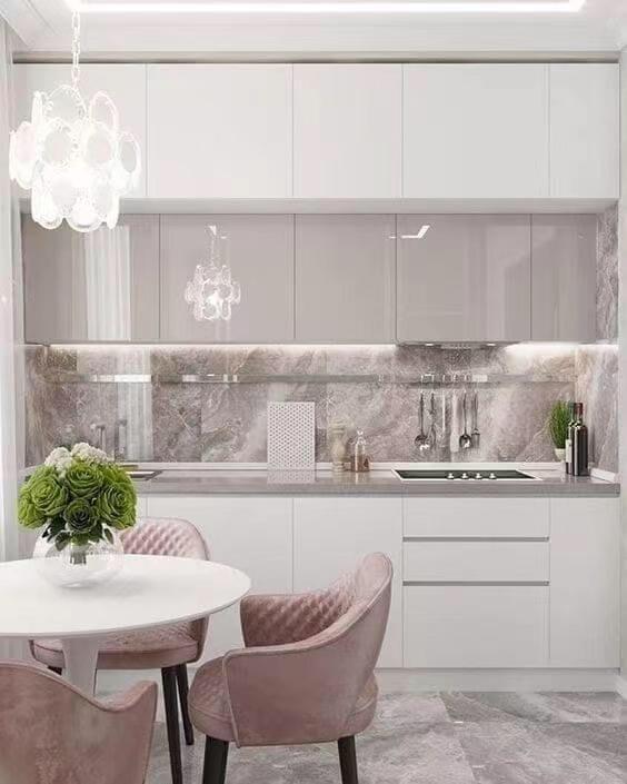 Veneer Finished Black PVC Kitchen Cupboards with Modern Design and Customized Color