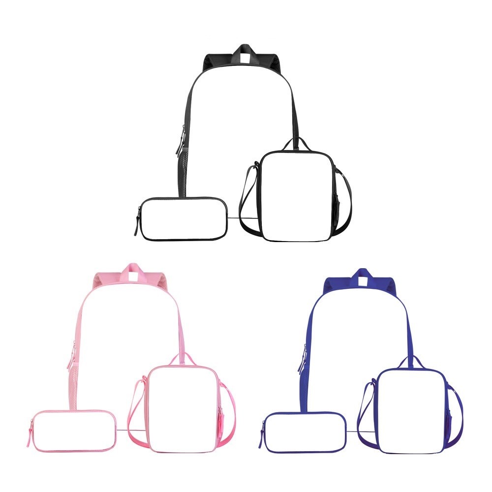 Three Piece Of Sublimation Bags School Bag Pencil Bag Lunch Bag For DIY Photos Printing