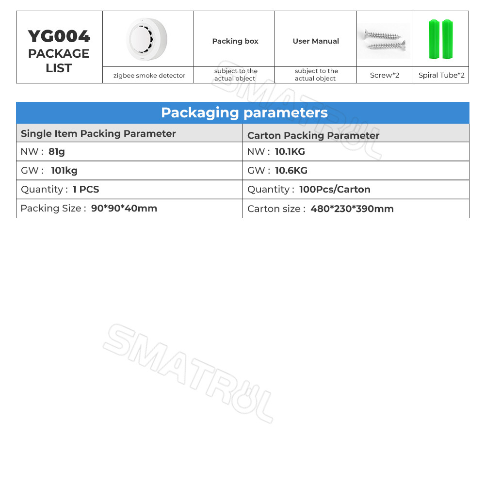 Zigbee Smart Smoke sensor Alarm Tuya90 dB Fire Alarm Home Security System Detector Fire