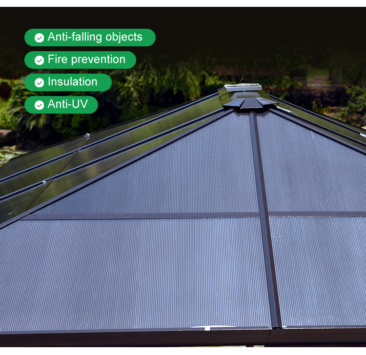 Solid 3*4 Aluminium Garden Polycarbonate Roof Gazebo