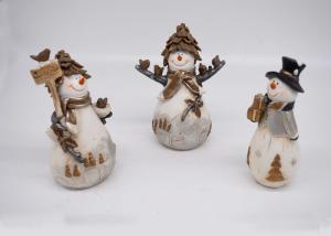 Quality Resin / Polyresin Crafts 3D Small Snowman Figurines Lovely For Home Decoration wholesale