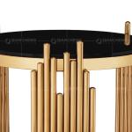 small round 60cm Furniture Side Table Stainless Steel frame black top