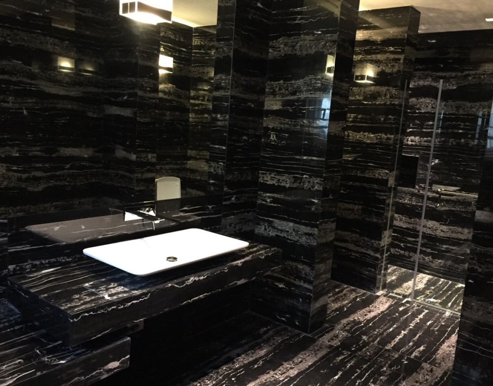 Portoro Black Marble Slab , Solid Surface Marble Sheets For Walls / Floor