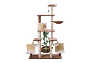 Quality Plate / Fur Material Modern Cat Tree , Cat Scratch Tower Luxurious With Swing wholesale