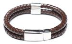 Brown Leather Cuff Bracelets with Stainless Steel Clasp