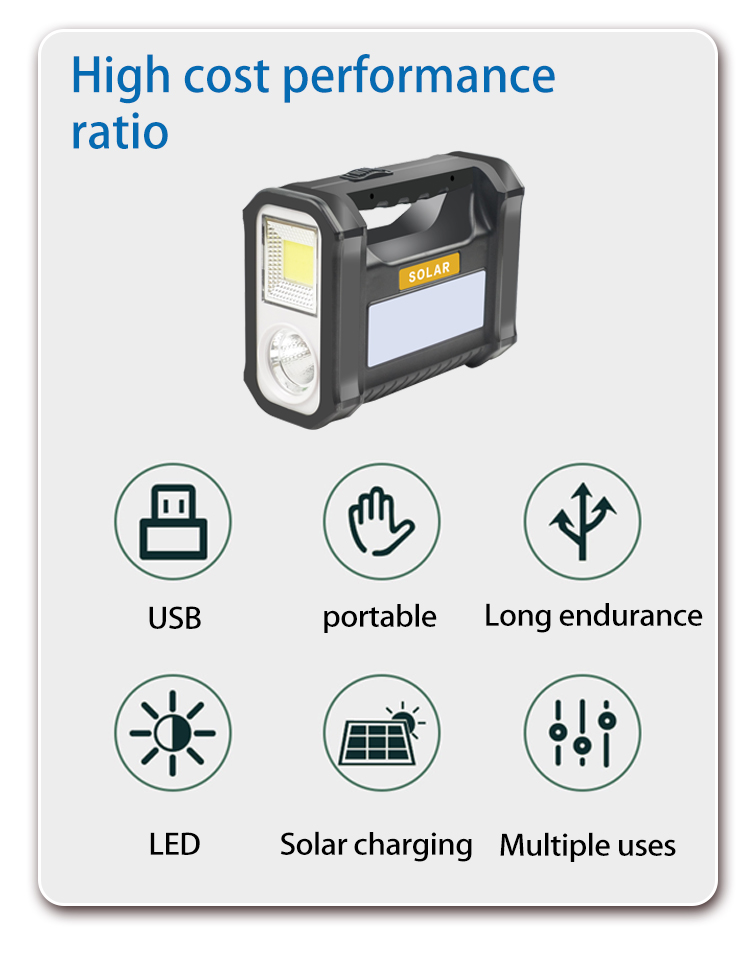 Multifunction Portable Mini Home Outdoor Led Camping Solar Searchlight Energy Lighting System Kit