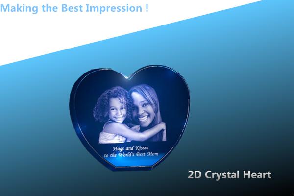 Mother's Day Heart/crystal heart/3D laser engraving crystal heart/crystal 2d