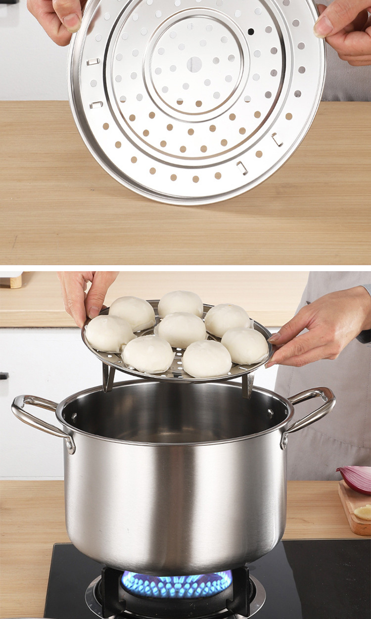 Good Quality Silver kitchen Ware Cooking Soup Steamer Pot Stainless Steel 410 Cookware Pot