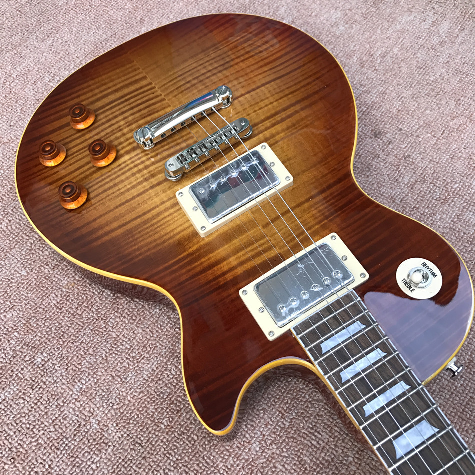 standard LP 1959 R9 electric guitar, Tobacco burst maple top LP electric guitar, Tune-o-Matic bridge, Free shipping