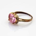 Women Jewelry 925 Silver 9mmx11mm Oval Pink Cubic Zircon Ring(R128)