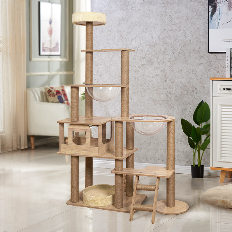 Cat ActivitySeason 4 Seasons Tree Sisal Scratching Posts Wood Activity Cat Playhouse