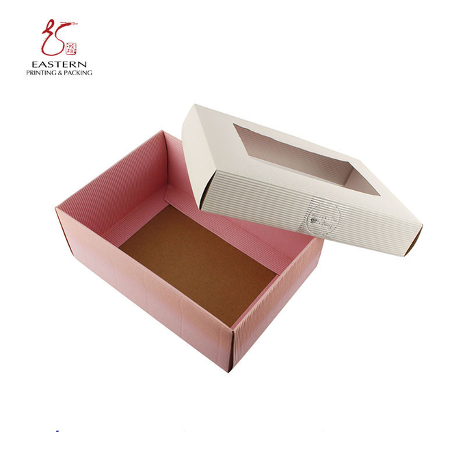 1pc Pink Corrugated Shoe Box Packaging CMYK Pantone With Kraft Inside