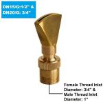 1" Fully Brass Adjustable Direction Fan Water Fountain Nozzle Jet Water Pond