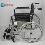 Hospital Folding Steel Wheelchair With Detachable Footrest Flip Back Seat