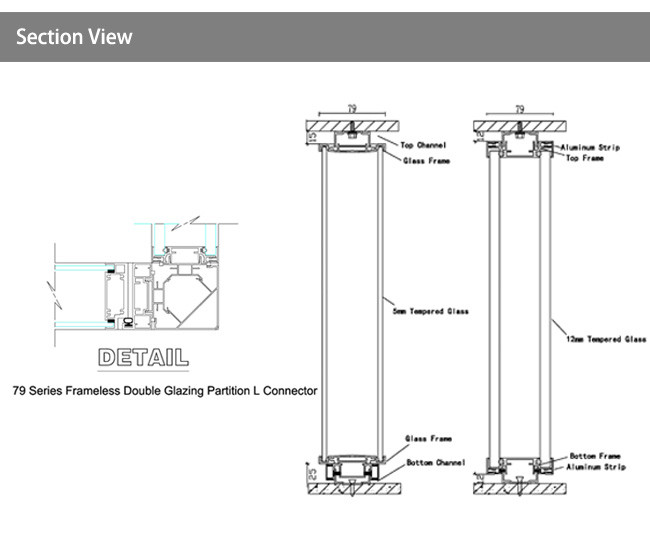 Modular Partitions Acoustic Reduce 45db Office Demountable Double Glass Partition Wall