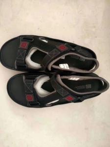 Quality Black Mens Beach Flip Flops EVA Bottom Leather Cloth Cover wholesale