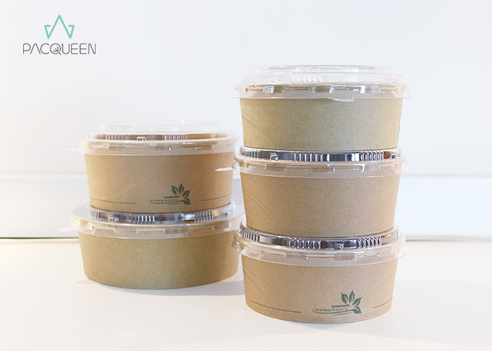 Leak Resistant Salad Paper Bowl PLA Lining Sustainable Packaging 750ml