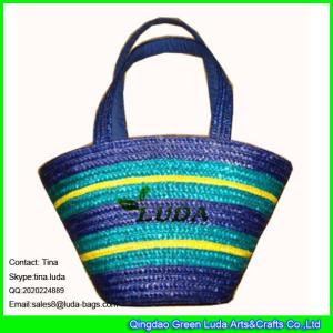 Quality LUD2012 summer straw bag striped wheat straw beach bags for kids wholesale