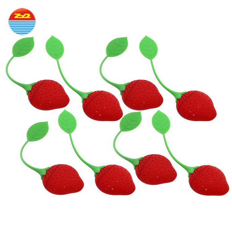 Non-toxic health practical Pretty to-go Unique soft food grade mini fruit shaped fancy silicone strawberry tea infuser