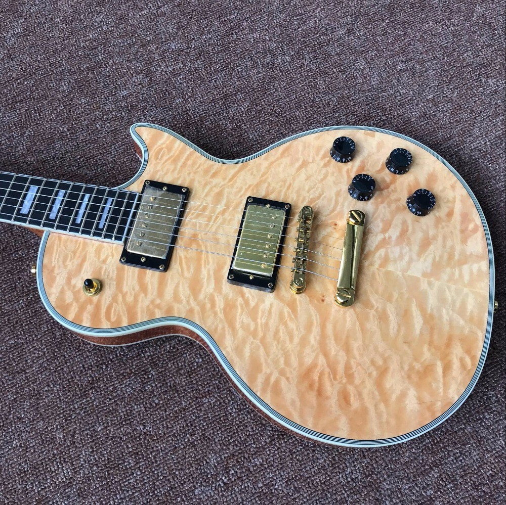 New standard LP CUSTOM SHOP Hot sale LP custom electric guitar flame maple cover natural color gold hardware