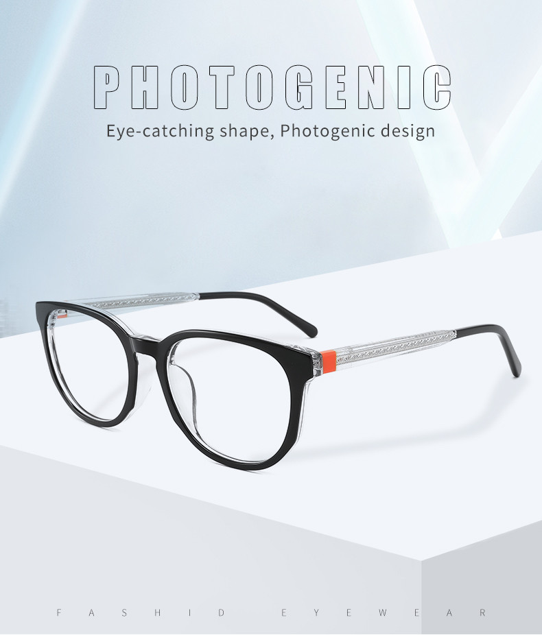 Retro Eyeglasses Unisex Round Acetate Glasses Non Prescription AC Lens